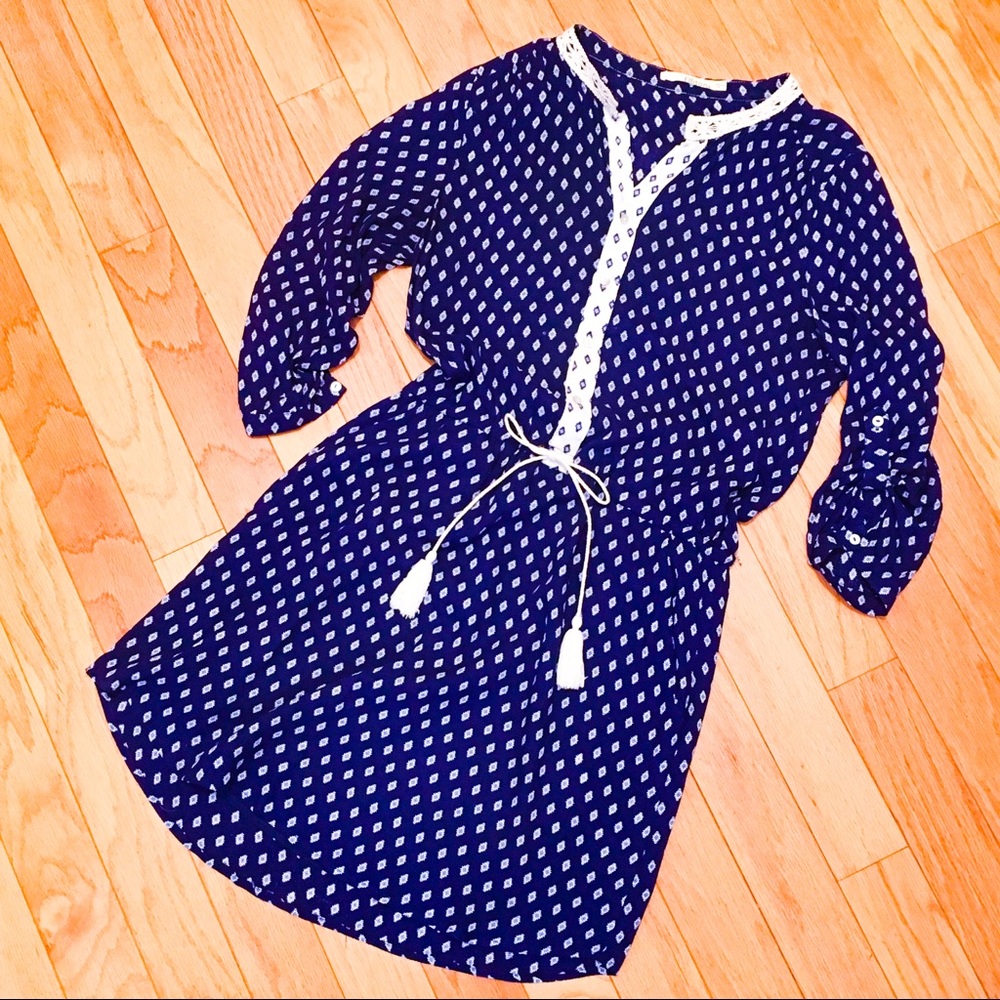 Ellison Medium Navy and White Shirt tail dress